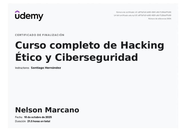 Certificado de Hacking ético y Ciberseguridad