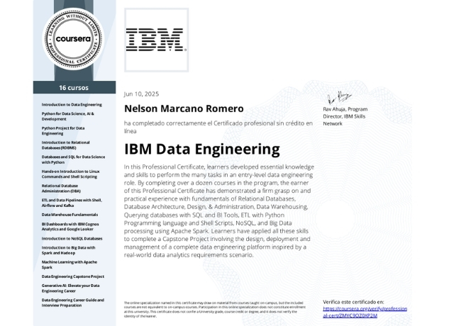 Certificado de Data Engineering